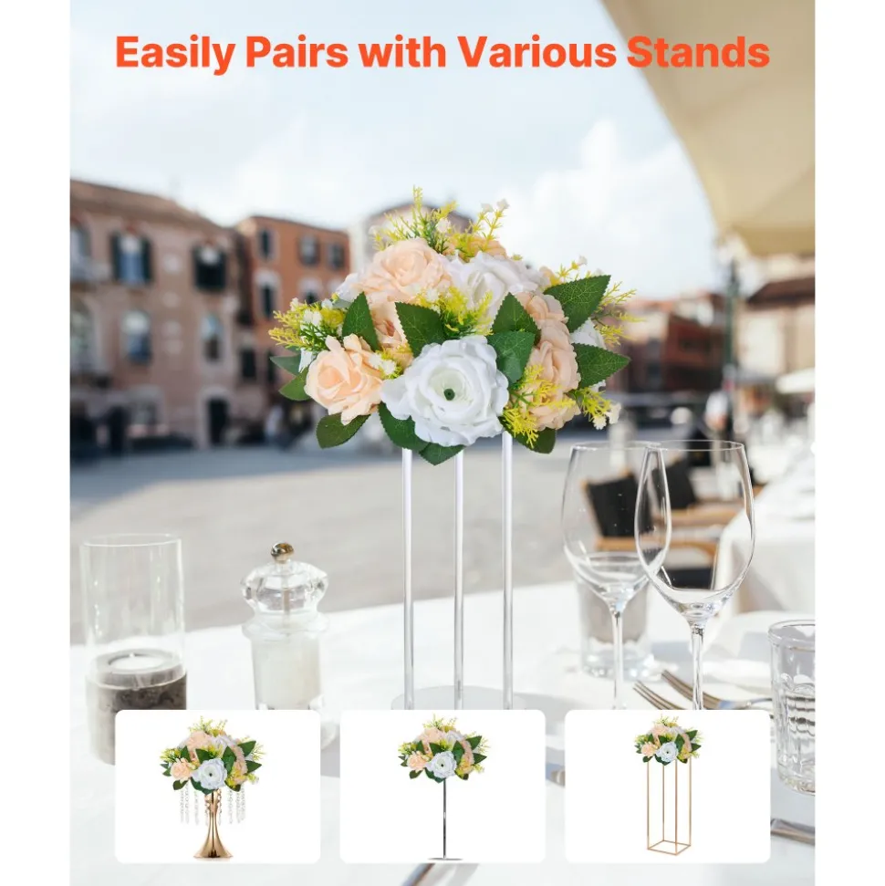 VEVOR Flower Ball Arrangement Bouquet 10PCS, 9.5-Inch Diameter Artificial Flower Balls Wedding Table Centerpieces, Faux Rose Arrangements for Wedding Centerpiece Home Decoration, Pink and White Roses