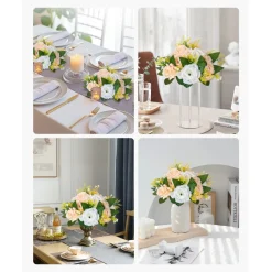 VEVOR Flower Ball Arrangement Bouquet 10PCS, 9.5-Inch Diameter Artificial Flower Balls Wedding Table Centerpieces, Faux Rose Arrangements for Wedding Centerpiece Home Decoration, Pink and White Roses