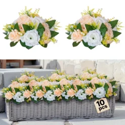 VEVOR Flower Ball Arrangement Bouquet 10PCS, 9.5-Inch Diameter Artificial Flower Balls Wedding Table Centerpieces, Faux Rose Arrangements for Wedding Centerpiece Home Decoration, Pink and White Roses