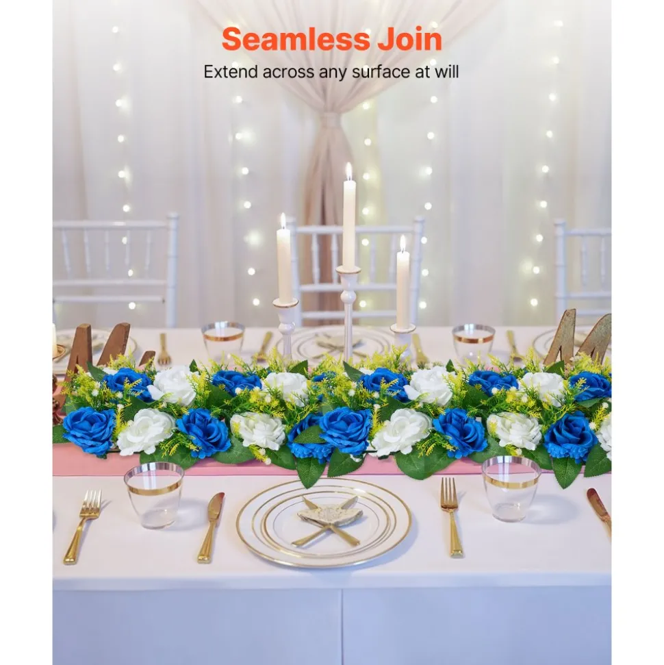 VEVOR Flower Ball Arrangement Bouquet 10 PCS, 19.6 x 8.6 Inch Artificial Flower Balls Wedding Table Centerpieces, Faux Rose Arrangements for Wedding Centerpiece Home Decoration, Blue and White Roses
