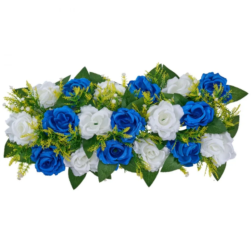 VEVOR Flower Ball Arrangement Bouquet 10 PCS, 19.6 x 8.6 Inch Artificial Flower Balls Wedding Table Centerpieces, Faux Rose Arrangements for Wedding Centerpiece Home Decoration, Blue and White Roses