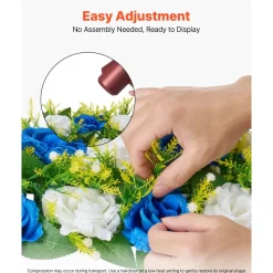 VEVOR Flower Ball Arrangement Bouquet 10 PCS, 19.6 x 8.6 Inch Artificial Flower Balls Wedding Table Centerpieces, Faux Rose Arrangements for Wedding Centerpiece Home Decoration, Blue and White Roses