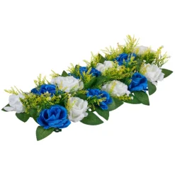 VEVOR Flower Ball Arrangement Bouquet 10 PCS, 19.6 x 8.6 Inch Artificial Flower Balls Wedding Table Centerpieces, Faux Rose Arrangements for Wedding Centerpiece Home Decoration, Blue and White Roses