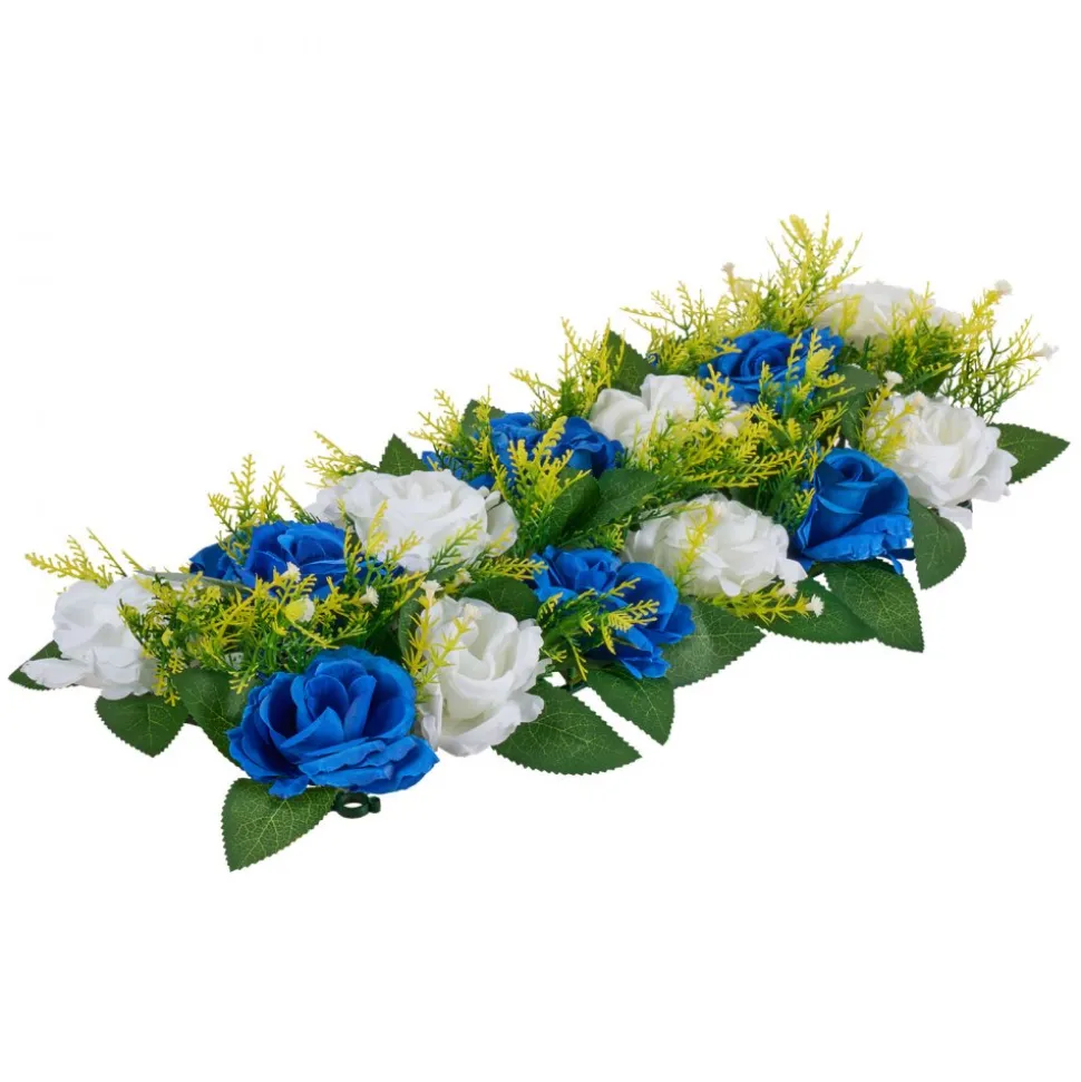 VEVOR Flower Ball Arrangement Bouquet 10 PCS, 19.6 x 8.6 Inch Artificial Flower Balls Wedding Table Centerpieces, Faux Rose Arrangements for Wedding Centerpiece Home Decoration, Blue and White Roses