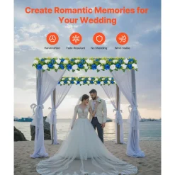 VEVOR Flower Ball Arrangement Bouquet 10 PCS, 19.6 x 8.6 Inch Artificial Flower Balls Wedding Table Centerpieces, Faux Rose Arrangements for Wedding Centerpiece Home Decoration, Blue and White Roses