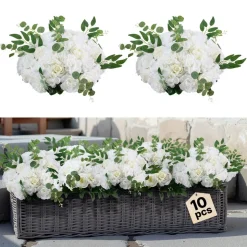 VEVOR Flower Balls Arrangement Bouquet 10 PCS, 17.7-Inch Diameter Artificial Flower Balls Wedding White Roses Centerpieces, Faux Flowers Arrangements for Wedding Centerpiece Home Table Decorations