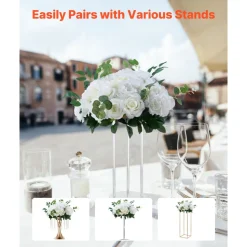 VEVOR Flower Balls Arrangement Bouquet 10 PCS, 17.7-Inch Diameter Artificial Flower Balls Wedding White Roses Centerpieces, Faux Flowers Arrangements for Wedding Centerpiece Home Table Decorations