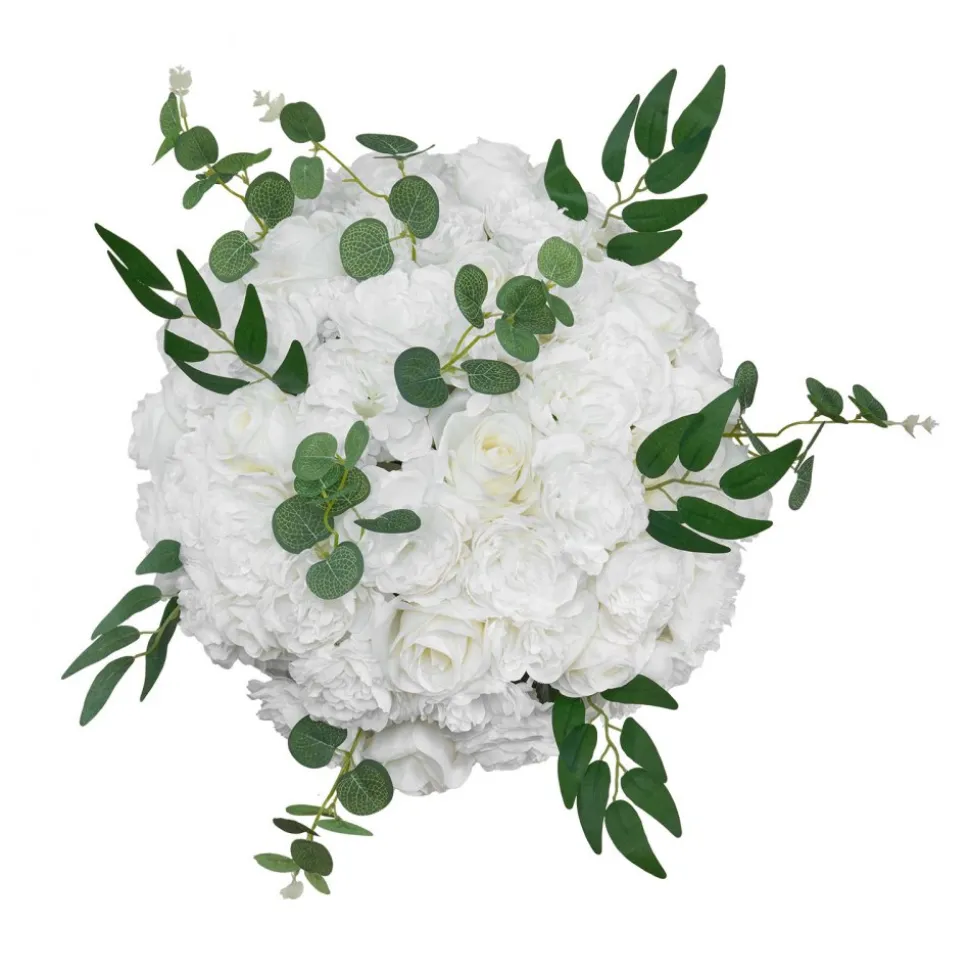 VEVOR Flower Balls Arrangement Bouquet 10 PCS, 17.7-Inch Diameter Artificial Flower Balls Wedding White Roses Centerpieces, Faux Flowers Arrangements for Wedding Centerpiece Home Table Decorations