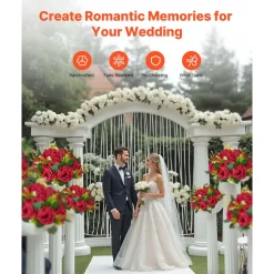 VEVOR Flower Balls Arrangement Bouquet 10 PCS, 9.5-Inch Wedding Red Roses Centerpieces, Fake Flowers Kissing Balls Decor Artificial Floral Arrangements Flower Bouquet for Home Party Table Decorations