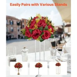 VEVOR Flower Balls Arrangement Bouquet 10 PCS, 9.5-Inch Wedding Red Roses Centerpieces, Fake Flowers Kissing Balls Decor Artificial Floral Arrangements Flower Bouquet for Home Party Table Decorations