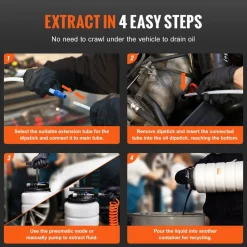 VEVOR Fluid Extractor, 4 Gallons (15 Liters), Pneumatic/Manual Oil Changer Vacuum Fluid Extractor with Dipstick and Suction Hose, Oil Extractor Change Pump for Automotive Fluids Vacuum Evacuation