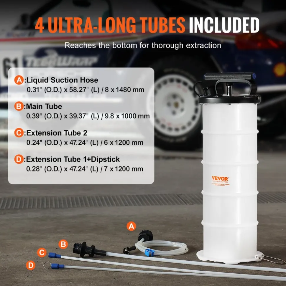 VEVOR Fluid Extractor, 1.74 Gallons (6.5 Liters), Manual Hand-Operated Oil Changer Vacuum Fluid Extractor with Dipstick and Hose, Oil Extractor Change Pump for Automotive Fluids Vacuum Evacuation