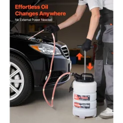 VEVOR Fluid Extractor, 9.5 L Capacity, Manual Vacuum Oil Extractor Pump with 59 in Long Horse & Three 47 in Extension Tubes, Oil Change Pump with HDPE Tank for Cars, Lawn Mowers, Boats, Motorcycles