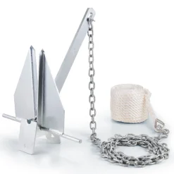 VEVOR Fluke Style Anchor Kit, 8.5 LBS Hot-Dipped Galvanized Steel Fluke Anchor with 7.9' Chain, 75' Rope and Two 0.4" Shackles, Marine Boat Anchor for Small Vessels Under 18', Seas, Rivers and Shores