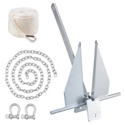 VEVOR Fluke Style Anchor Kit, 13 LBS Hot-Dipped Galvanized Steel Fluke Anchor with 7.9' Chain, 101' Rope and Two 0.4" Shackles, Marine Boat Anchor for Small Vessels Under 30', Seas, Rivers and Shores