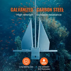 VEVOR Fluke Style Anchor Kit, 13 LBS Hot-Dipped Galvanized Steel Fluke Anchor with 7.9' Chain, 101' Rope and Two 0.4" Shackles, Marine Boat Anchor for Small Vessels Under 30', Seas, Rivers and Shores