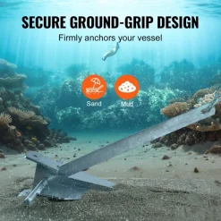 VEVOR Fluke Style Anchor Kit, 13 LBS Hot-Dipped Galvanized Steel Fluke Anchor with 7.9' Chain, 101' Rope and Two 0.4