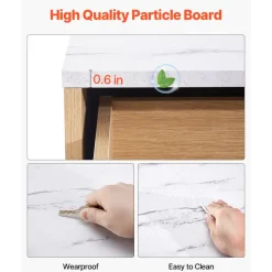 VEVOR 6 Fluted Drawer Dresser, Wooden Chest of Drawers with Sliding & Anti-tip Device, Modern Minimalist Dresser Chest, Fluted Closet Storage for Living Room, Hallway, Bedroom, Entryway, Light Wood