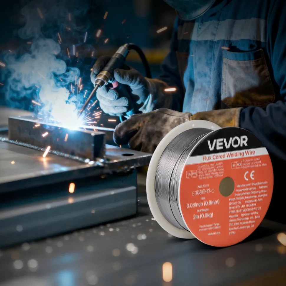 VEVOR Flux Core MIG Welding Wire, E308LFC-O 0.03-inch 2 LBS, Gasless Stainless Steel Welding Wire with Low Spatter for All Position Arc Welding, Self-Shielded for Outdoor Use