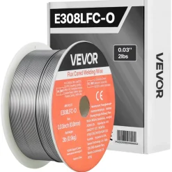 VEVOR Flux Core MIG Welding Wire, E308LFC-O 0.03-inch 2 LBS, Gasless Stainless Steel Welding Wire with Low Spatter for All Position Arc Welding, Self-Shielded for Outdoor Use