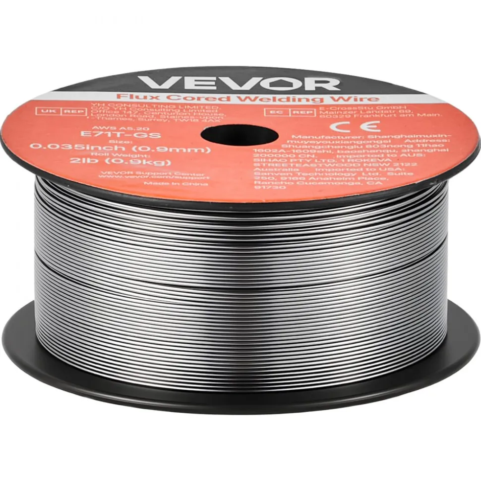 VEVOR Flux Core MIG Welding Wire, E71T-GS 0.035-inch 2 LBS, Gasless Mild Steel Welding Wire with Low Spatter for All Position Arc Welding, Self-Shielded for Outdoor Use (Pack of 3 Rolls)