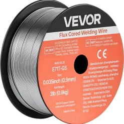 VEVOR Flux Core MIG Welding Wire, E71T-GS 0.035-inch 2 LBS, Gasless Mild Steel Welding Wire with Low Spatter for All Position Arc Welding, Self-Shielded for Outdoor Use (Pack of 3 Rolls)