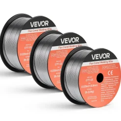 VEVOR Flux Core MIG Welding Wire, E71T-GS 0.035-inch 2 LBS, Gasless Mild Steel Welding Wire with Low Spatter for All Position Arc Welding, Self-Shielded for Outdoor Use (Pack of 3 Rolls)