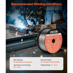 VEVOR Flux Core MIG Welding Wire, E71T-GS 0.03-inch 2 LBS, Gasless Mild Steel Welding Wire with Low Spatter for All Position Arc Welding, Self-Shielded for Outdoor Use (Pack of 3 Rolls)