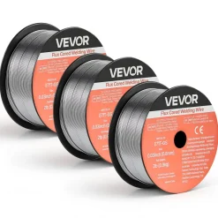 VEVOR Flux Core MIG Welding Wire, E71T-GS 0.03-inch 2 LBS, Gasless Mild Steel Welding Wire with Low Spatter for All Position Arc Welding, Self-Shielded for Outdoor Use (Pack of 3 Rolls)