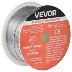 VEVOR Flux Core MIG Welding Wire, E71T-11 0.03-inch 2 LBS, Gasless Mild Steel Welding Wire with Low Spatter for All Position Arc Welding, Self-Shielded for Outdoor Use