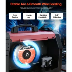 VEVOR Flux Core MIG Welding Wire, E71T-11 0.03-inch 2 LBS, Gasless Mild Steel Welding Wire with Low Spatter for All Position Arc Welding, Self-Shielded for Outdoor Use