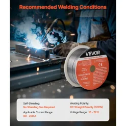 VEVOR Flux Core MIG Welding Wire, E71T-11 0.03-inch 2 LBS, Gasless Mild Steel Welding Wire with Low Spatter for All Position Arc Welding, Self-Shielded for Outdoor Use