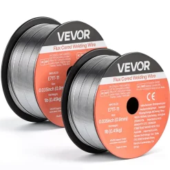VEVOR Flux Core MIG Welding Wire, E71T-11 0.035-inch 1 LBS, Gasless Mild Steel Welding Wire with Low Spatter for All Position Arc Welding, Self-Shielded for Outdoor Use (Pack of 2 Rolls)