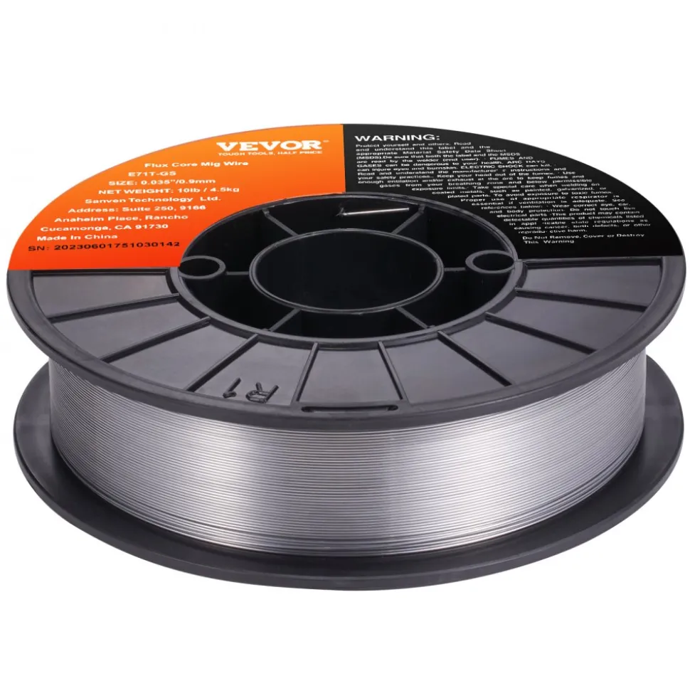 VEVOR Flux Core Welding Wire, E71T-GS 0.035-inch 10LBS, Gasless Mild Steel MIG Welding Wire with Low Splatter for All Position Arc Welding and Outdoor Use
