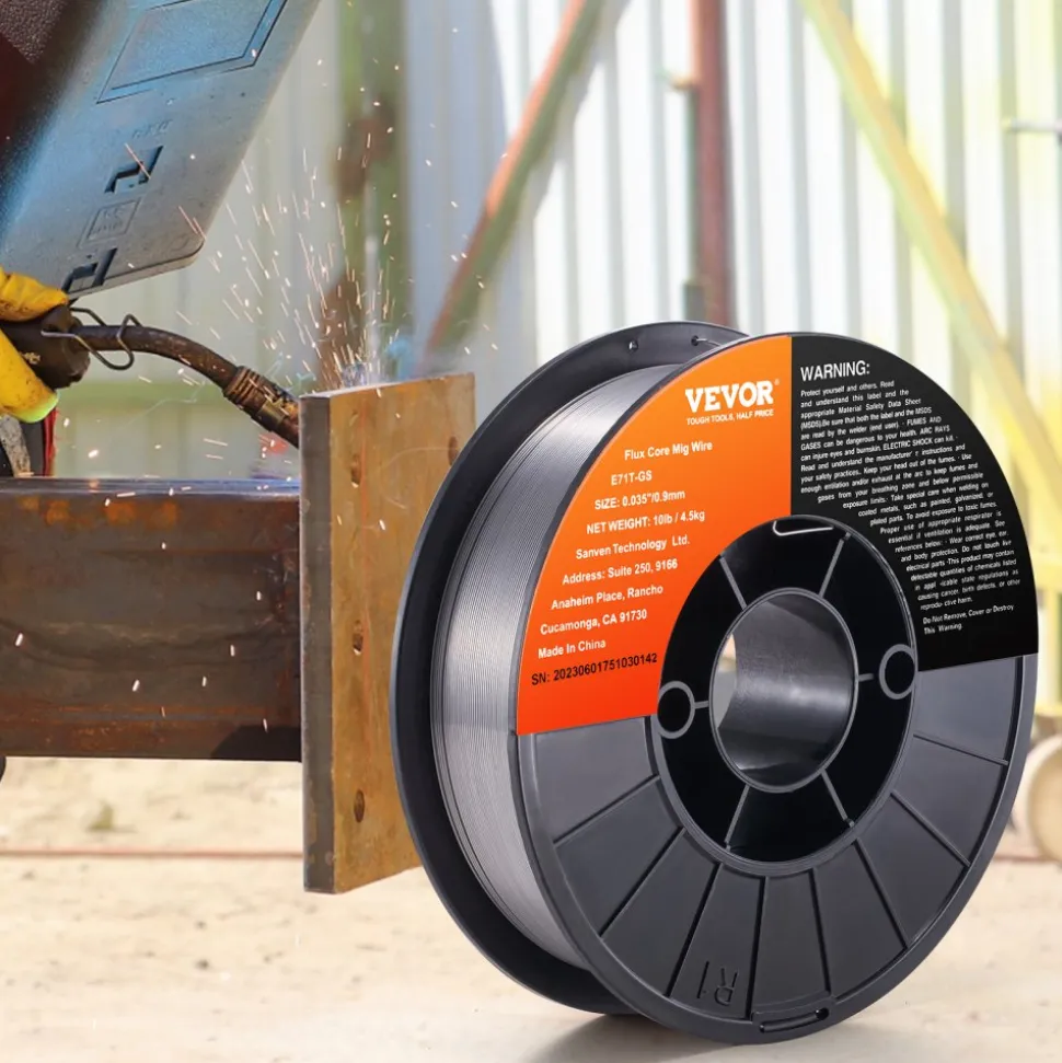 VEVOR Flux Core Welding Wire, E71T-GS 0.035-inch 10LBS, Gasless Mild Steel MIG Welding Wire with Low Splatter for All Position Arc Welding and Outdoor Use
