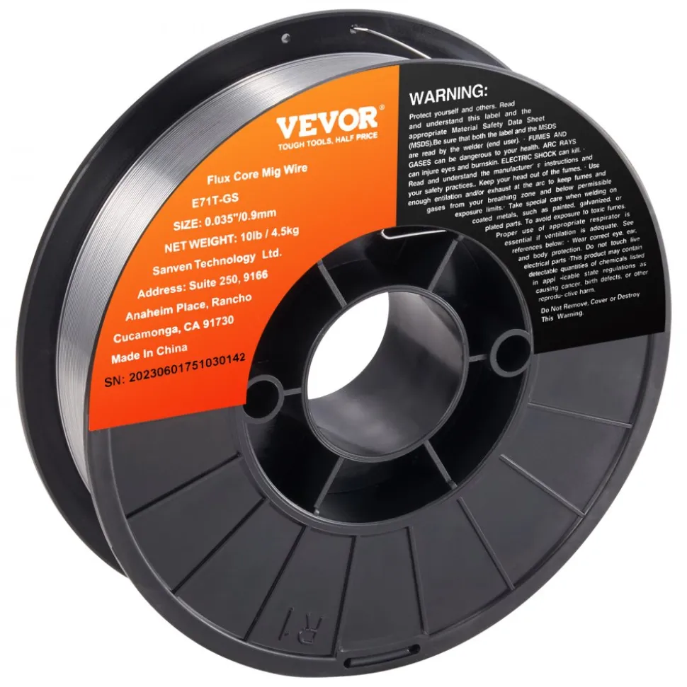 VEVOR Flux Core Welding Wire, E71T-GS 0.035-inch 10LBS, Gasless Mild Steel MIG Welding Wire with Low Splatter for All Position Arc Welding and Outdoor Use