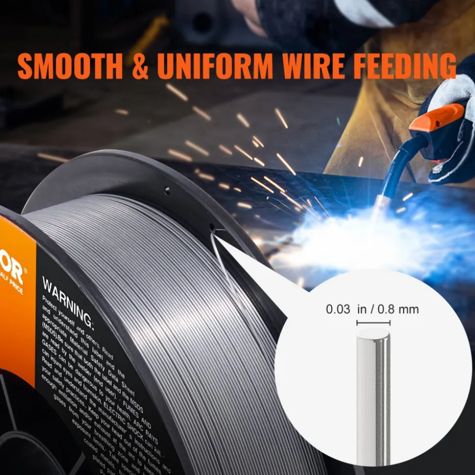 VEVOR Flux Core Welding Wire, E71T-GS 0.030-inch 10LBS, Gasless Mild Steel MIG Welding Wire with Low Splatter for All Position Arc Welding and Outdoor Use