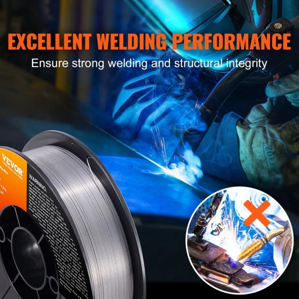 VEVOR Flux Core Welding Wire, E71T-GS 0.030-inch 10LBS, Gasless Mild Steel MIG Welding Wire with Low Splatter for All Position Arc Welding and Outdoor Use