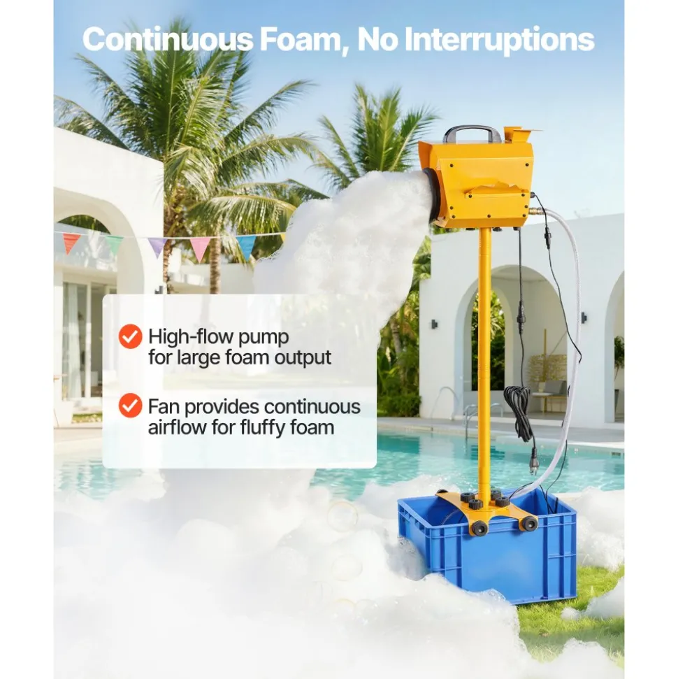 VEVOR Foam Machine, Adjustable Angle Control Foam Cannon Party Machine, Bubble Cannon with 21QT Water Tank, Stable Vertical Design, Dense Foams Maker for Gatherings, Celebrations & Party
