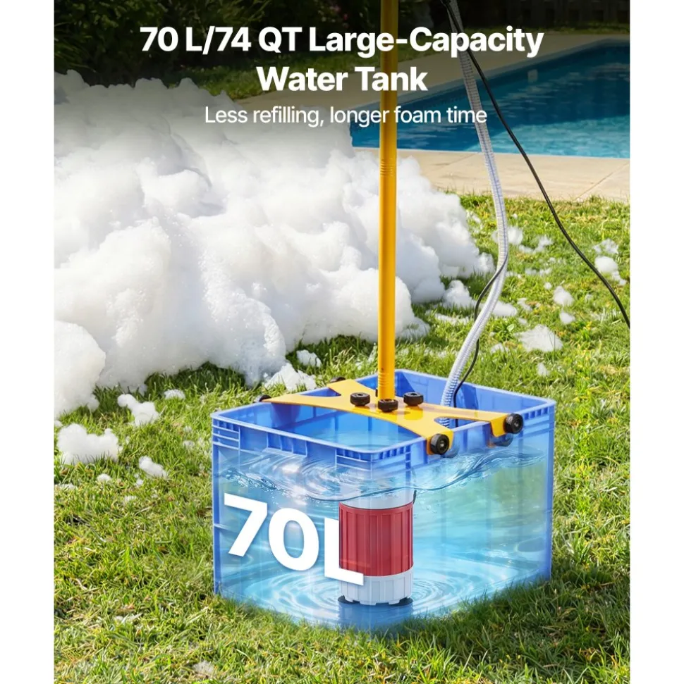 VEVOR Foam Machine, 9.84 to 16.40 ft Spray Distance Foam Cannon Party Machine, Bubble Cannon with 74QT Water Tank, Stable Vertical Design, Dense Foams Maker for Gatherings, Celebrations & Par