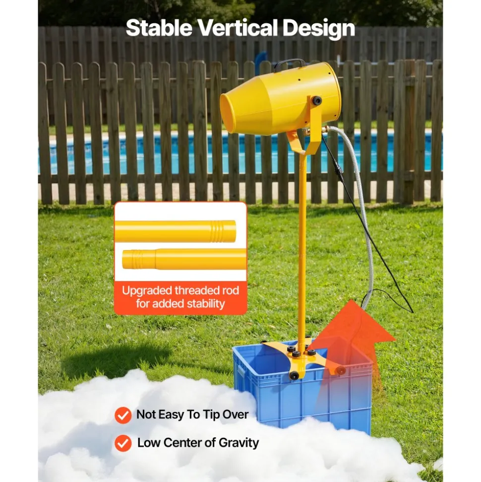 VEVOR Foam Machine, 9.84 to 16.40 ft Spray Distance Foam Cannon Party Machine, Bubble Cannon with 74QT Water Tank, Stable Vertical Design, Dense Foams Maker for Gatherings, Celebrations & Par