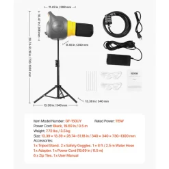 VEVOR Foam Machine, 115 W Party Foam Cannon, Portable Foam Maker with a Tripod Stand, Powerful Foam Party Machine, for Backyard, Pool, Outdoor Events, Birthdays, Celebrations and Party, Grey & Yellow