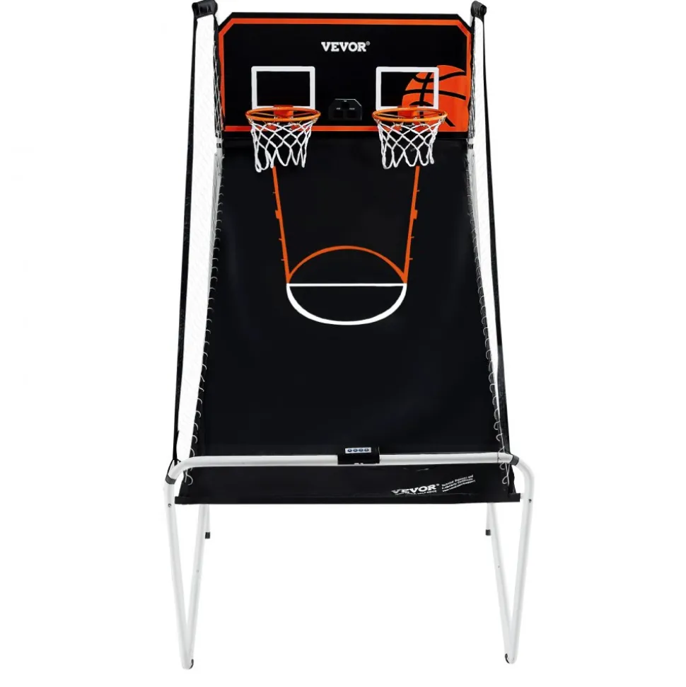 VEVOR Foldable Basketball Arcade Game, 2 Player Indoor Basketball Game, Home Dual Shot Sport with 4 Balls, 8 Game Modes, Electronic Scoreboard, and Inflation Pump, for Kids, Adults (Black & White)