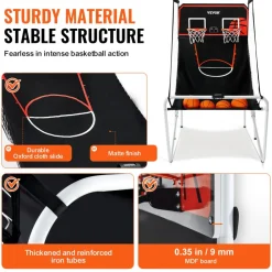 VEVOR Foldable Basketball Arcade Game, 2 Player Indoor Basketball Game, Home Dual Shot Sport with 4 Balls, 8 Game Modes, Electronic Scoreboard, and Inflation Pump, for Kids, Adults (Black & White)
