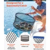 VEVOR Foldable Fishing Net, Landing Fishing Pier Nets, Portable Drop Net for Pulling up Fish, Durable and Fish-friendly, with Rope and Storage Bag, for Minnows, Crawfish, Shrimp, Crab
