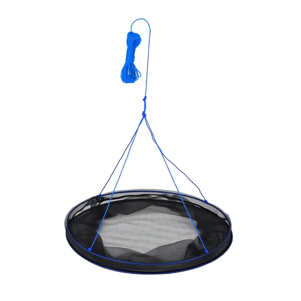 VEVOR Foldable Fishing Net, Landing Fishing Pier Nets, Portable Drop Net for Pulling up Fish, Durable and Fish-friendly, with Rope and Storage Bag, for Minnows, Crawfish, Shrimp, Crab