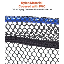 VEVOR Foldable Fishing Net, Landing Fishing Pier Nets, Portable Drop Net for Pulling up Fish, Durable and Fish-friendly, with Rope and Storage Bag, for Minnows, Crawfish, Shrimp, Crab
