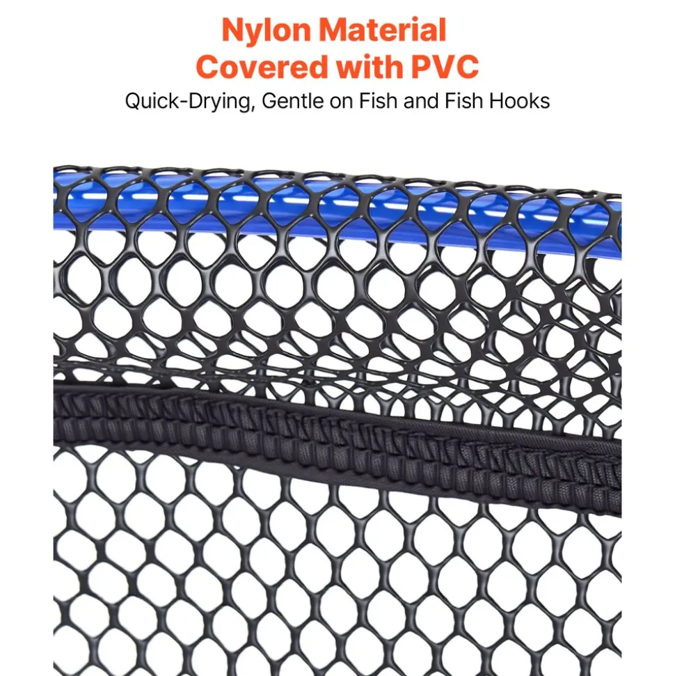 VEVOR Foldable Fishing Net, Landing Fishing Pier Nets, Portable Drop Net for Pulling up Fish, Durable and Fish-friendly, with Rope and Storage Bag, for Minnows, Crawfish, Shrimp, Crab
