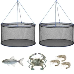 VEVOR Foldable Fishing Net, Landing Fishing Pier Nets, Portable Drop Net for Pulling up Fish, Durable and Fish-friendly, with Rope and Storage Bag, for Minnows, Crawfish, Shrimp, Crab
