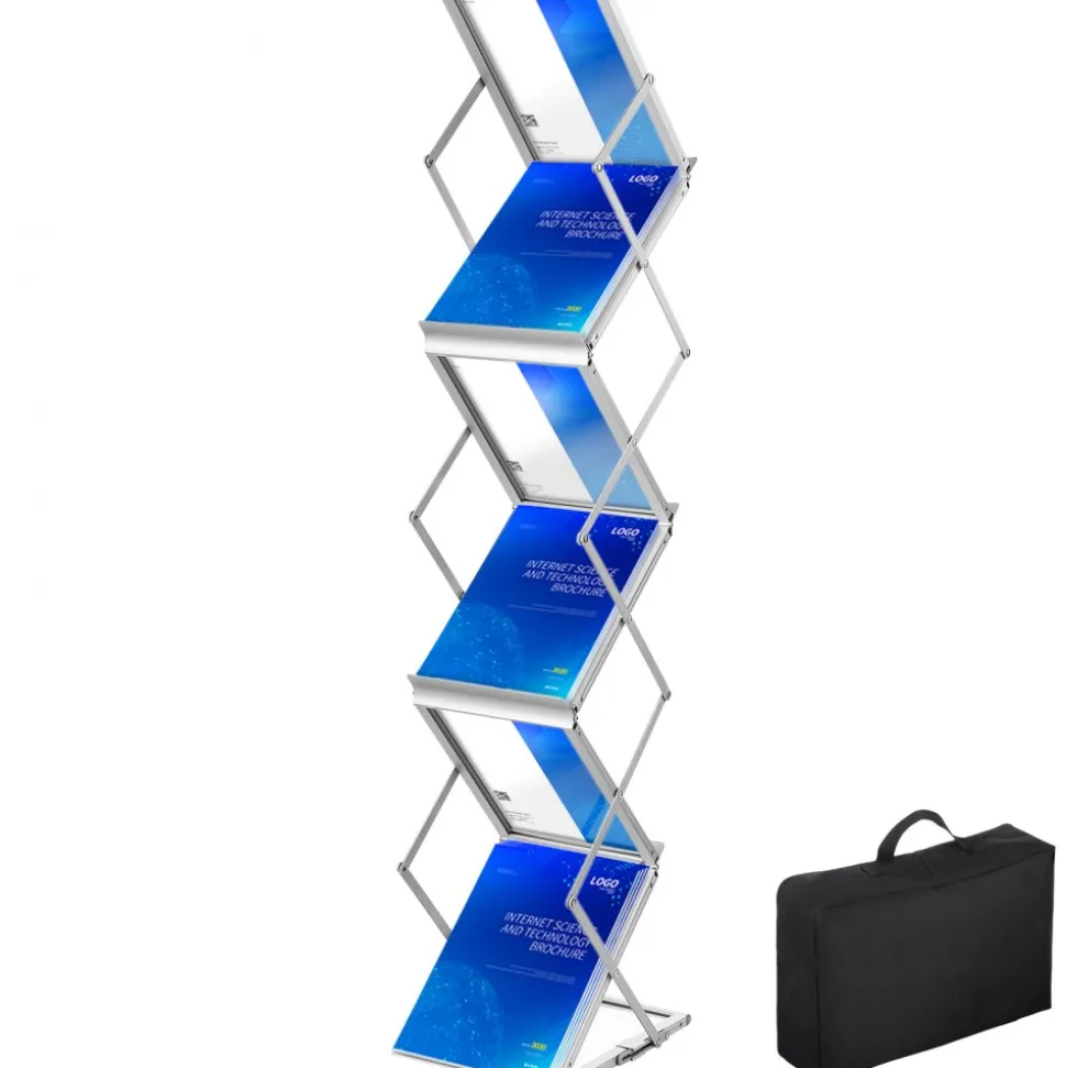 VEVOR Foldable Magazine Display Rack, 6 Pockets Pop-Up Brochure Display Stand, Double-Sided Display Catalog Literature Holder Stand, Portable with Carrying Bag for Office Trade Show Exhibitions